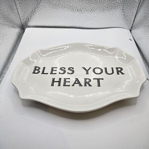 White Ceramic Plate with 'Bless Your Heart' Text